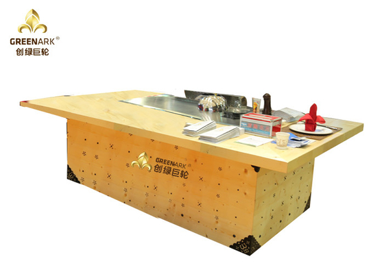 kaufen Länge der Goldfarbinduktions-Heizungs-Rechteck Teppanyaki-Grill-Tabelle-2400mm Online-Herstellung