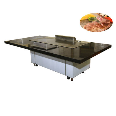kaufen Edelstahl 304 Teppanyaki Grilltisch mit 500*380mm Heizfläche und individueller Farbe für kommerzielle Restaurants Online-Herstellung