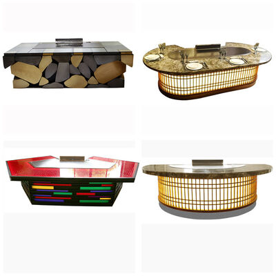 kaufen Individuell angepasster Grilltisch mit 11 Sitzplätzen in Lüfterform mit 500*380mm Kochgröße für kommerzielle Restaurants und Hotels Online-Herstellung