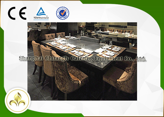7-Sitze- elektrische Induktion Teppanyaki-Grill-Tabellen-Grundkonfiguration CER ISO9001 Bescheinigung