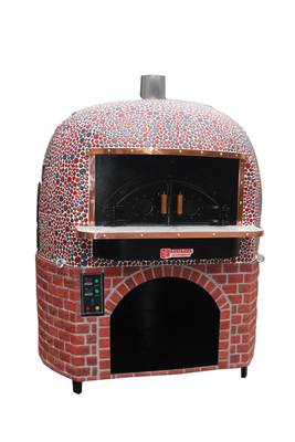 Runder Lava Rock Wood Fire Italy-Pizza-Ofen mit den schwarzen oder roten Keramikfliesen