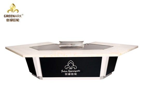 Weiße Marmortischplatte japanische Teppanyaki-Grill-Tabelle 11-Sitze- Hibachi-Grill