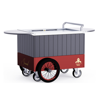 Red Mobile Teppanyaki Grill 16 Zoll angepasste Räder Freizügigkeit Lebensmittelmaterial Hibachi Grill Tisch
